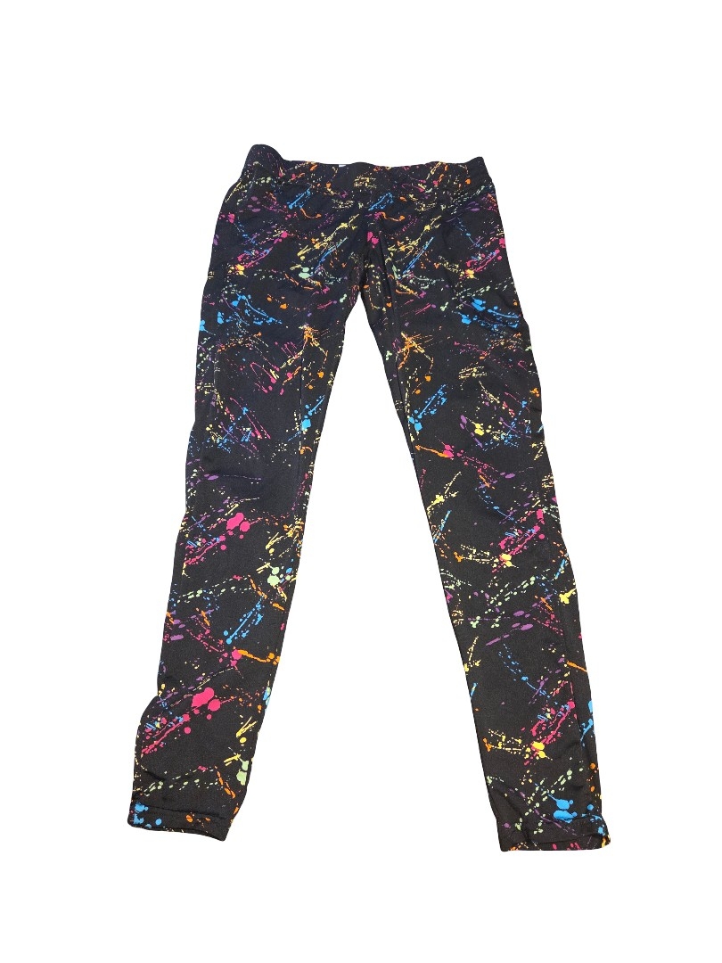 Tipsy Elves Black Leggings With Neon Paint-Splash Print